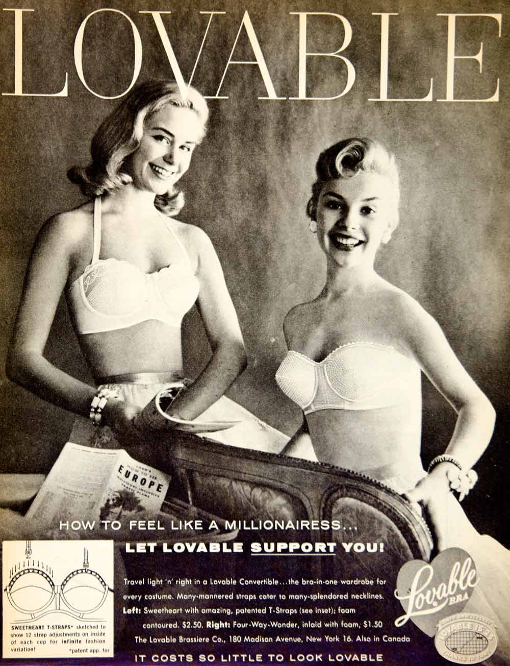 Candice Doll on X: 😂 It's the weekend Time to undo your bra #vintage  #banter Vintage Ad Lingerie Permalift bullet bra ad cerca 1950s.  #bulletbras  / X