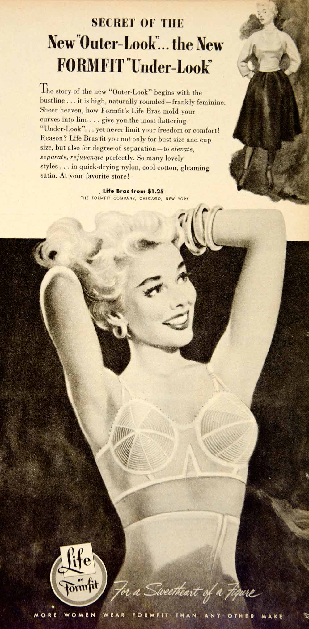 1953 Ad Gossard Push Up Bras Undergarments Underwear Herbert Sondheim –  Period Paper Historic Art LLC