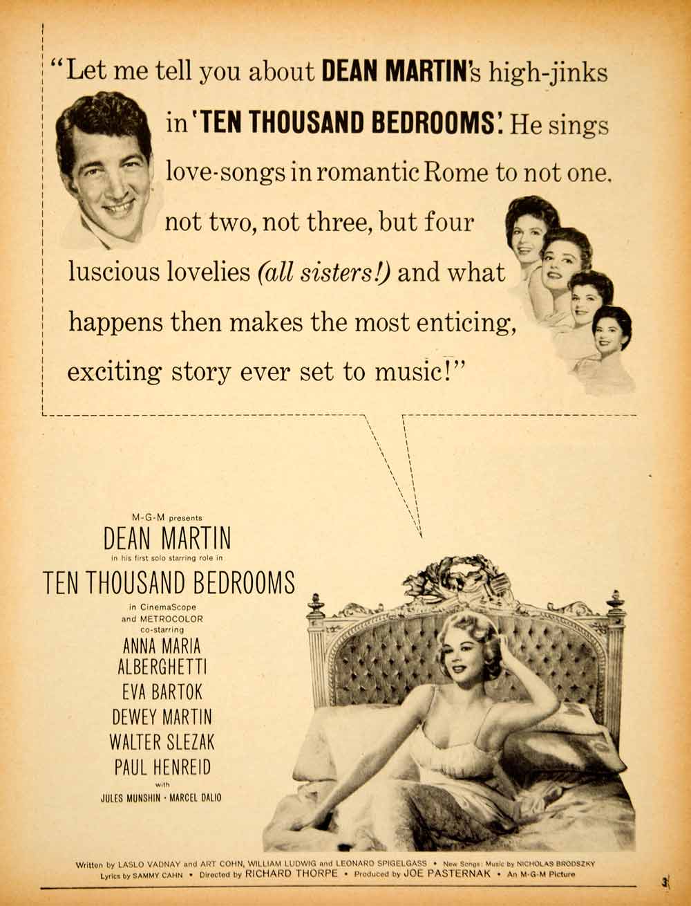 1957 Ad Movie Ten Thousand Bedrooms Musical Dean Martin Anna Maria Yss2