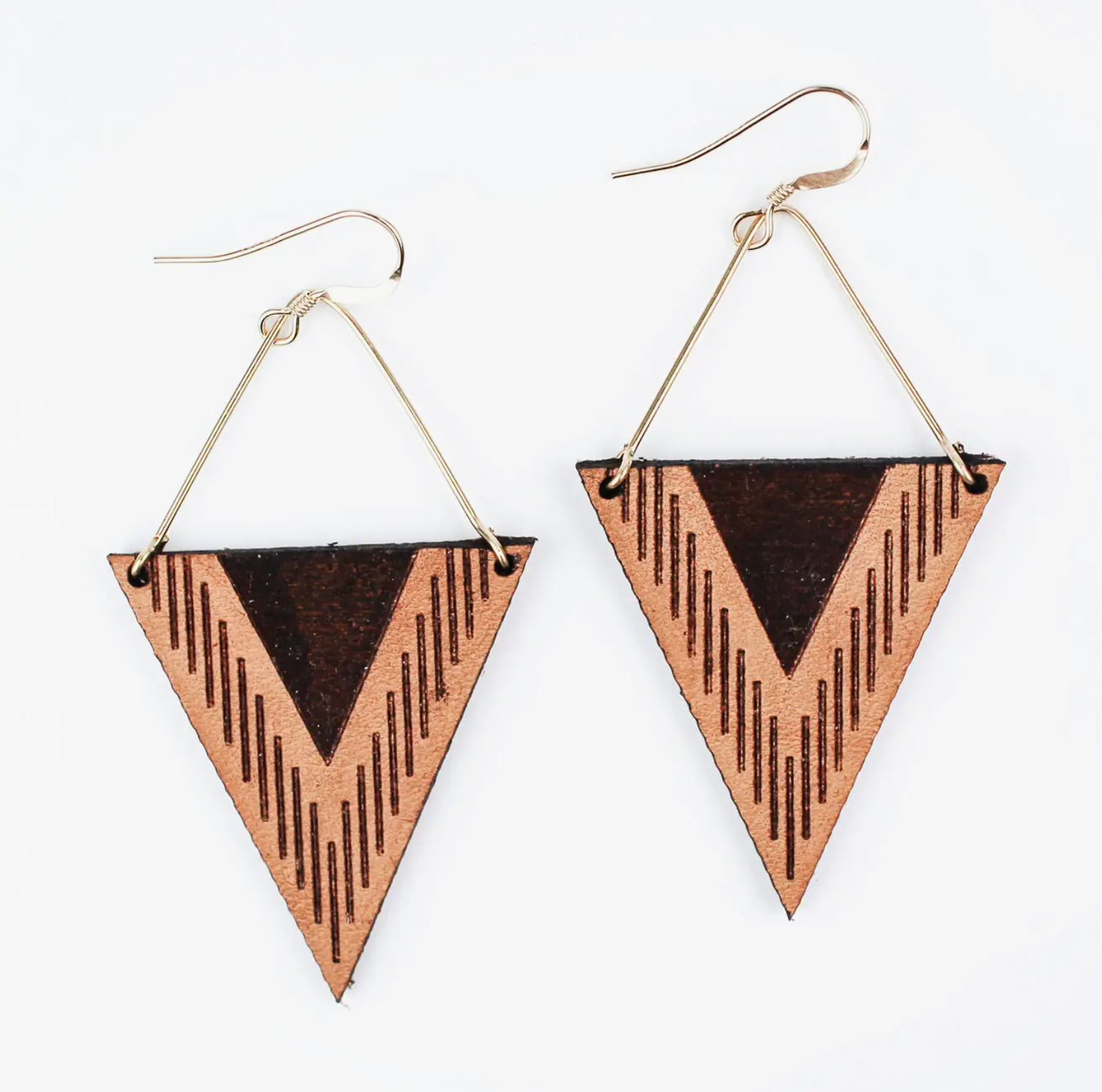 triangle leather earrings