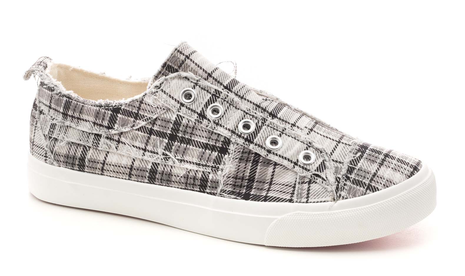 Babalu - Grey Plaid Canvas Shoes - Corkys