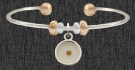 Mustard Seed Dangling Charm Two Tone Bracelet