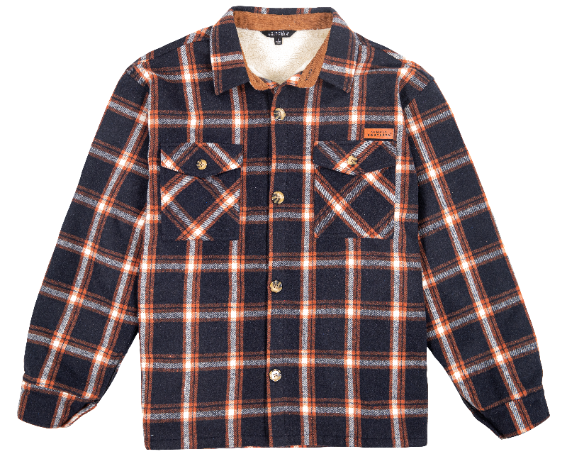 MN Sherpa Shacket Jacket - Navy Plaid - F22 - Simply Southern