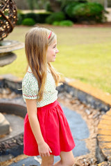 Pre-Order Girls Holly Cece Red Cord Skirt with Holly Top - Born Childrens Boutique
