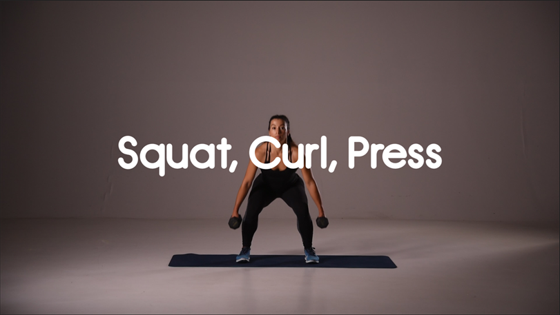 How To Do A Squat Curl Press Hiit Full Body Exercise Group Hiit