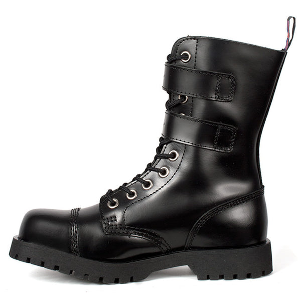 Black Leather Steel Toe 10-eye Boots by Nevermind – Nevermind Shoes