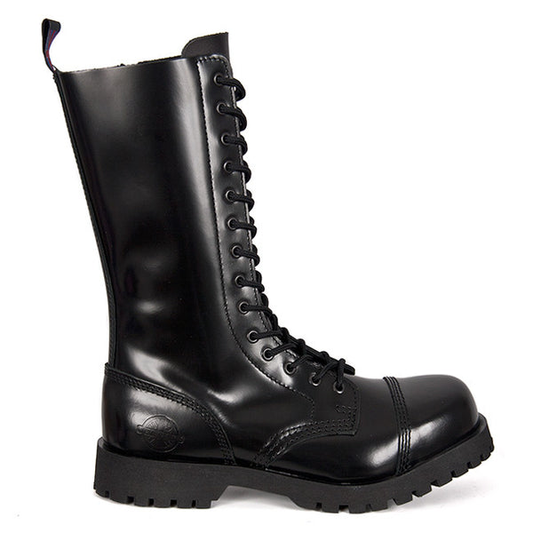 14-eye Steel Toe Black Leather Boots by Nevermind – Nevermind Shoes