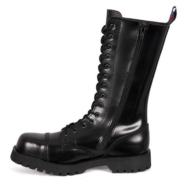 14-eye Steel Toe Black Leather Boots by Nevermind – Nevermind Shoes