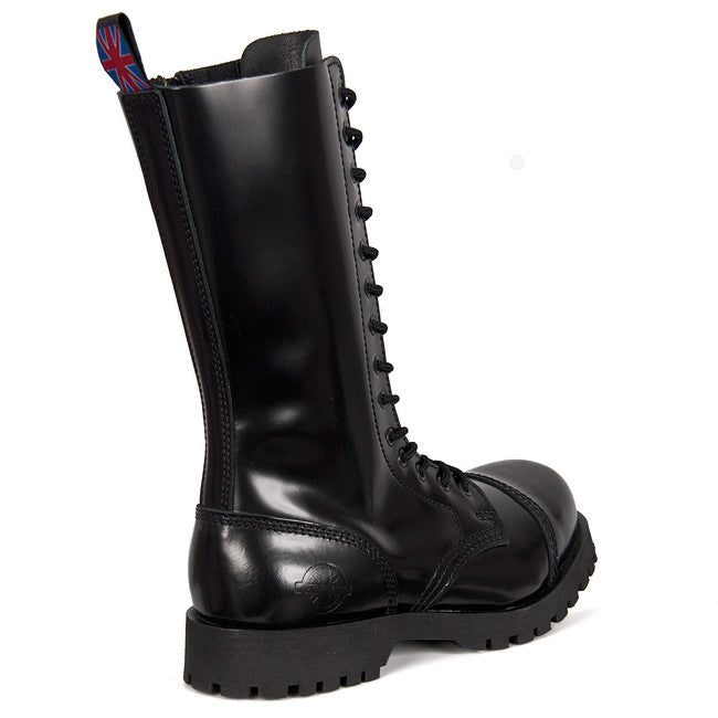 14-eye Steel Toe Black Leather Boots by Nevermind – Nevermind Shoes