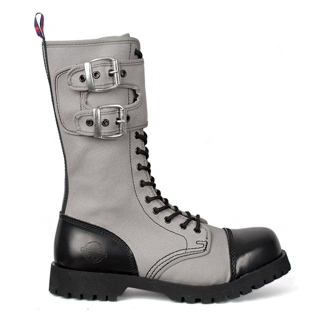 14-eye Steel Toe Gray Canvas Boots by 
