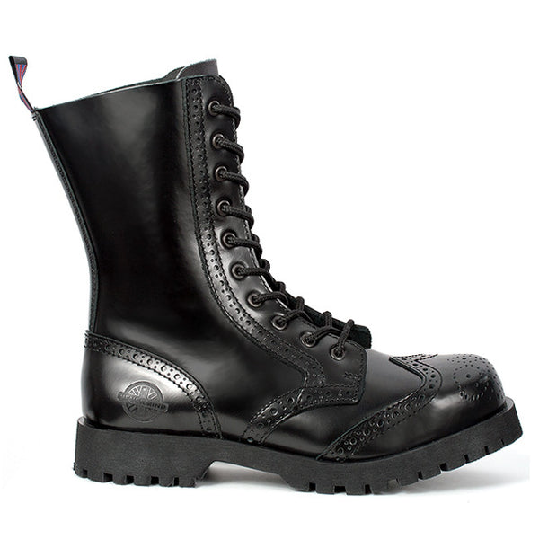 Black Leather 10-Eye Wingtip Boots by Nevermind – Nevermind Shoes