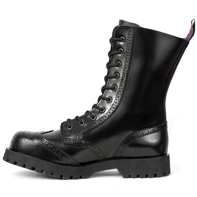 Black Leather 10-Eye Wingtip Boots by Nevermind – Nevermind Shoes