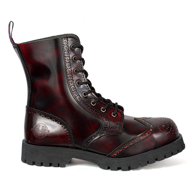 Burgundy Leather 8-Eye Wingtip Boots by 