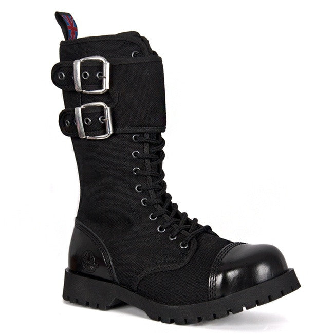 black canvas combat boots