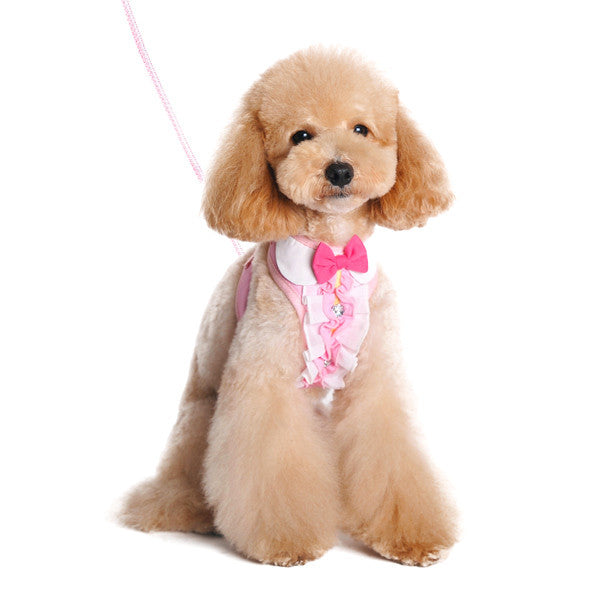 Pink Ruffle Rhinestone Dog Harness - Pandaloon 