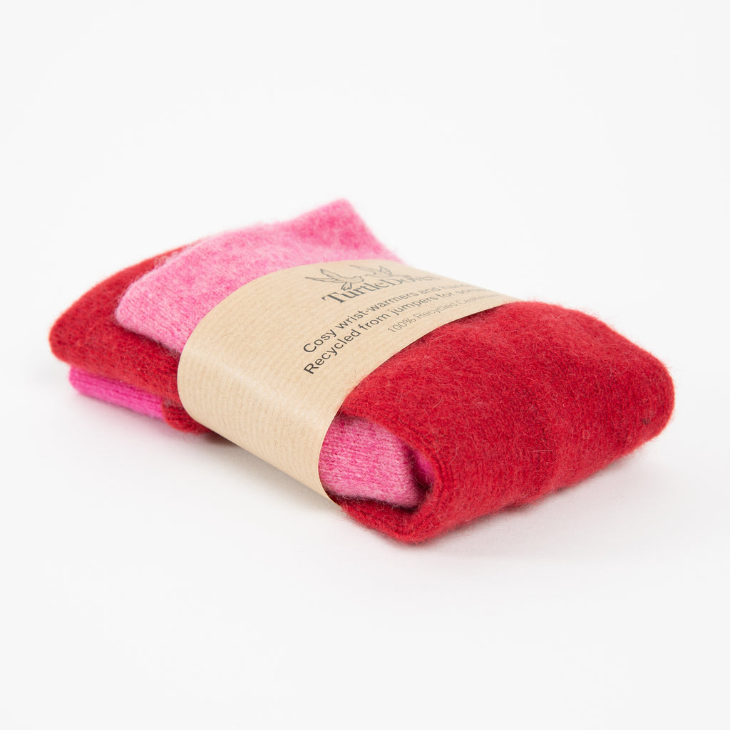 Pink & Red Cashmere Wrist Warmer Turtle Doves