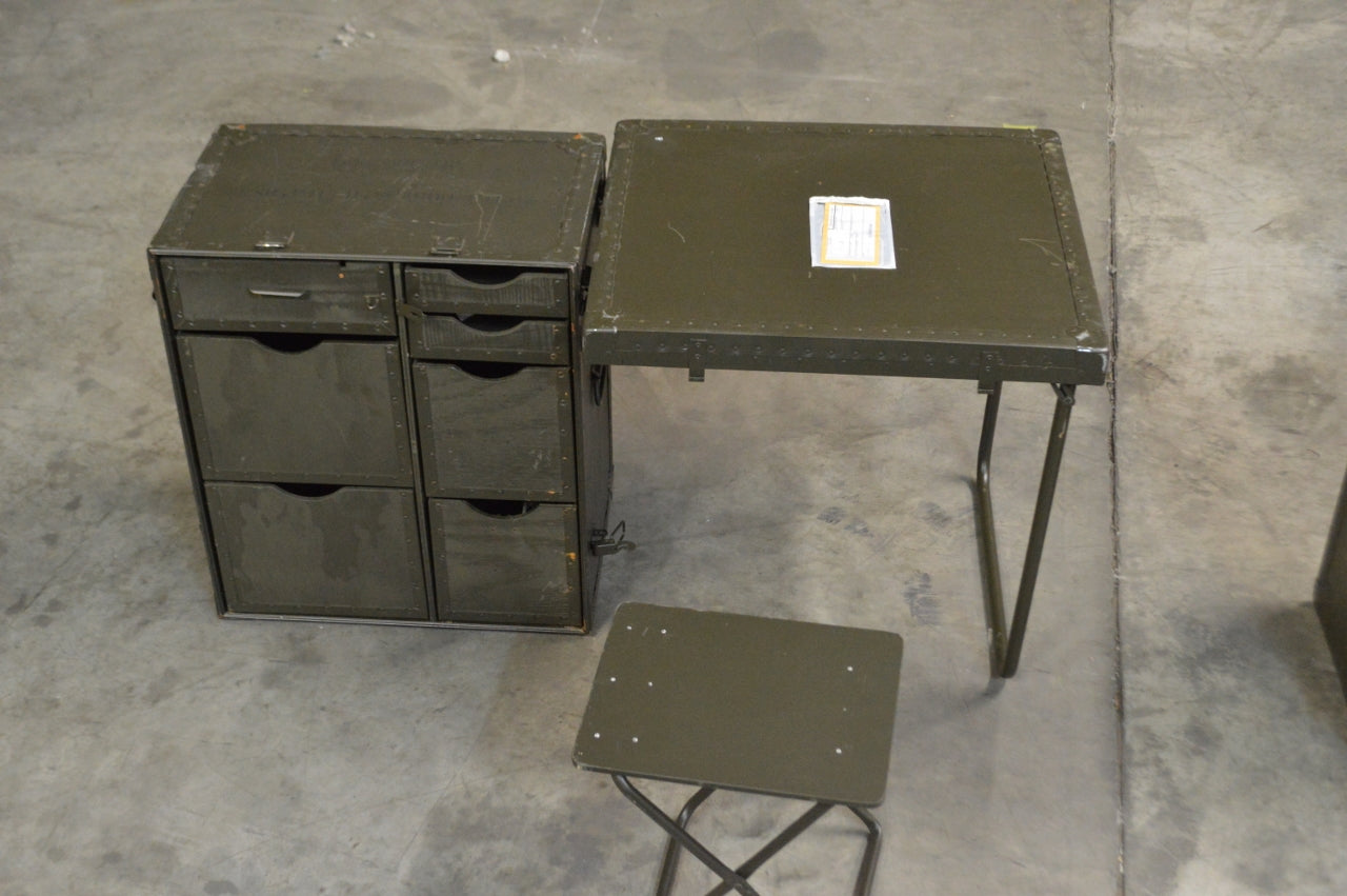 Genuine Military Portable Mobile Field Desk Lockable With Stool Nsn