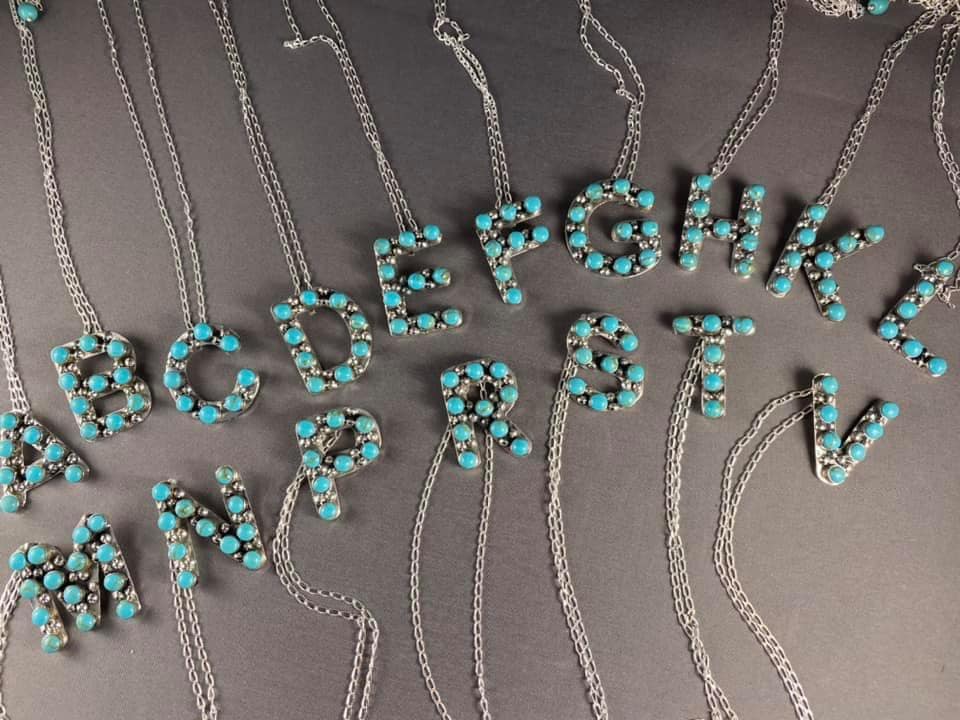 turquoise letter pendant