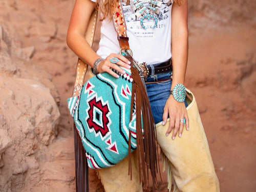 Albuquerque Red Vintage Saddle Blanket & Leather Fringe Handbag – The  Vintage Leopard