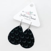 Load image into Gallery viewer, Rose Gold &amp; Black Bitty Leather Teardrop Earrings
