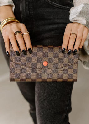 Brown checkered wallet