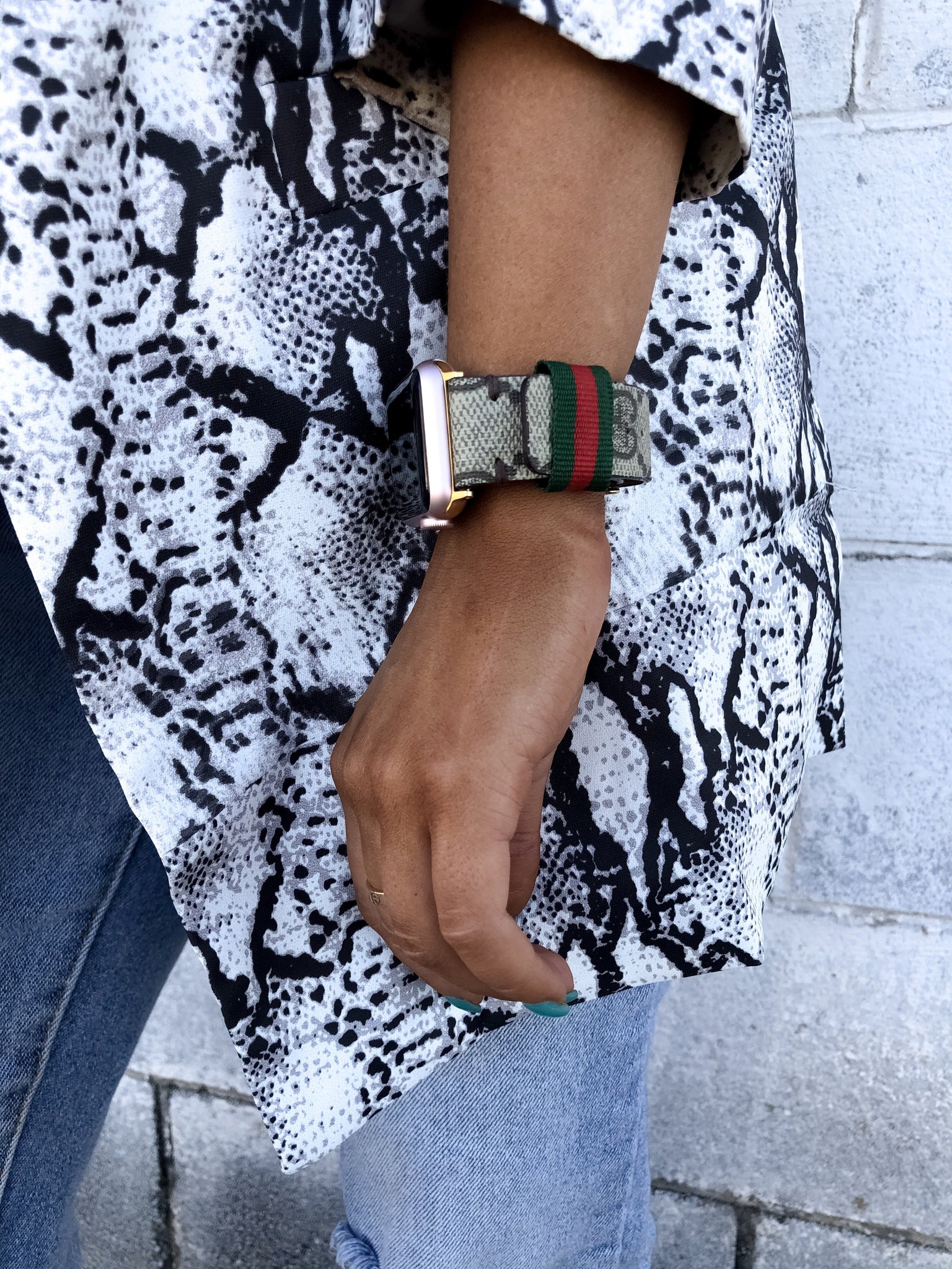 gucci print apple watch band