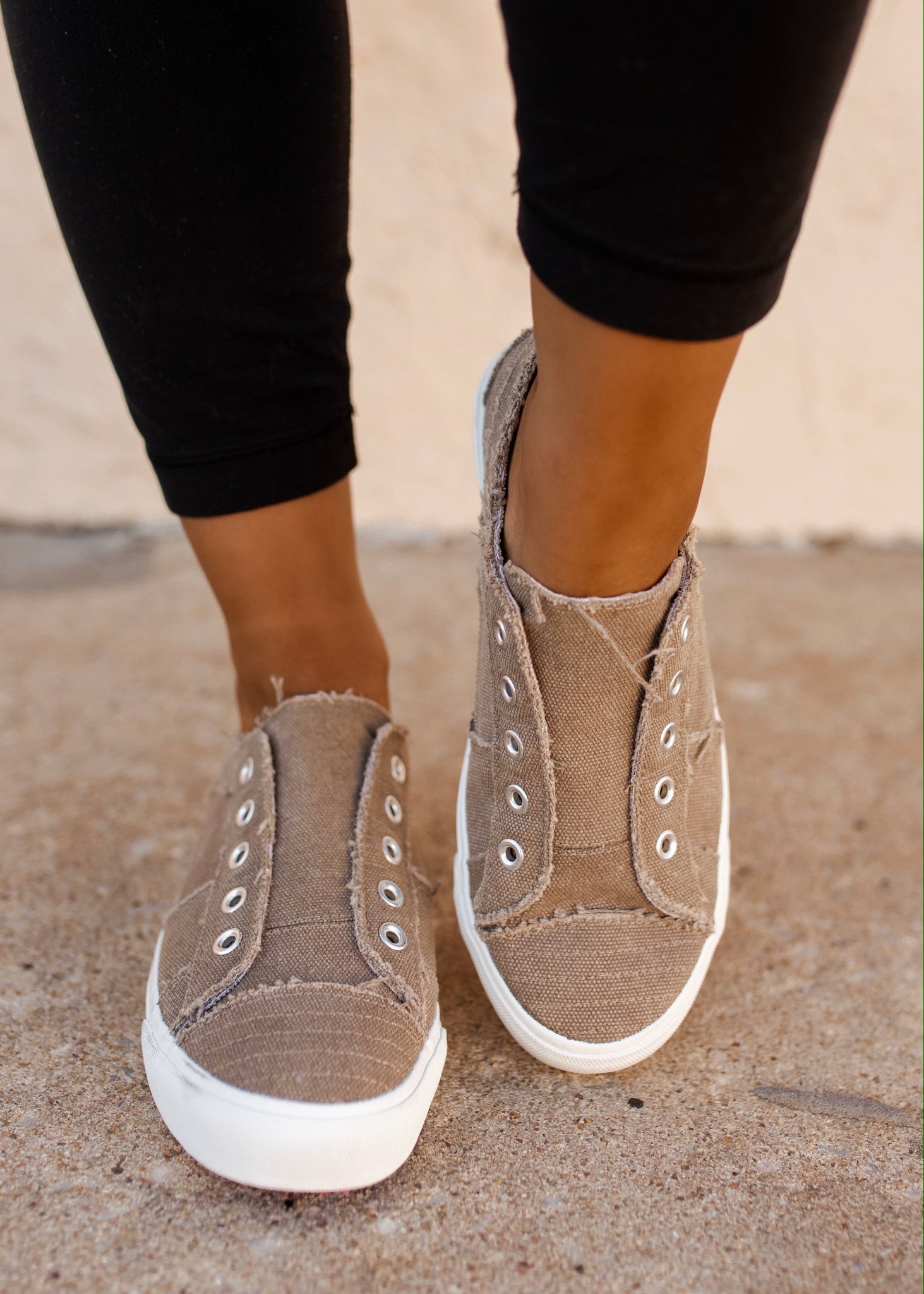 taupe slip on sneakers