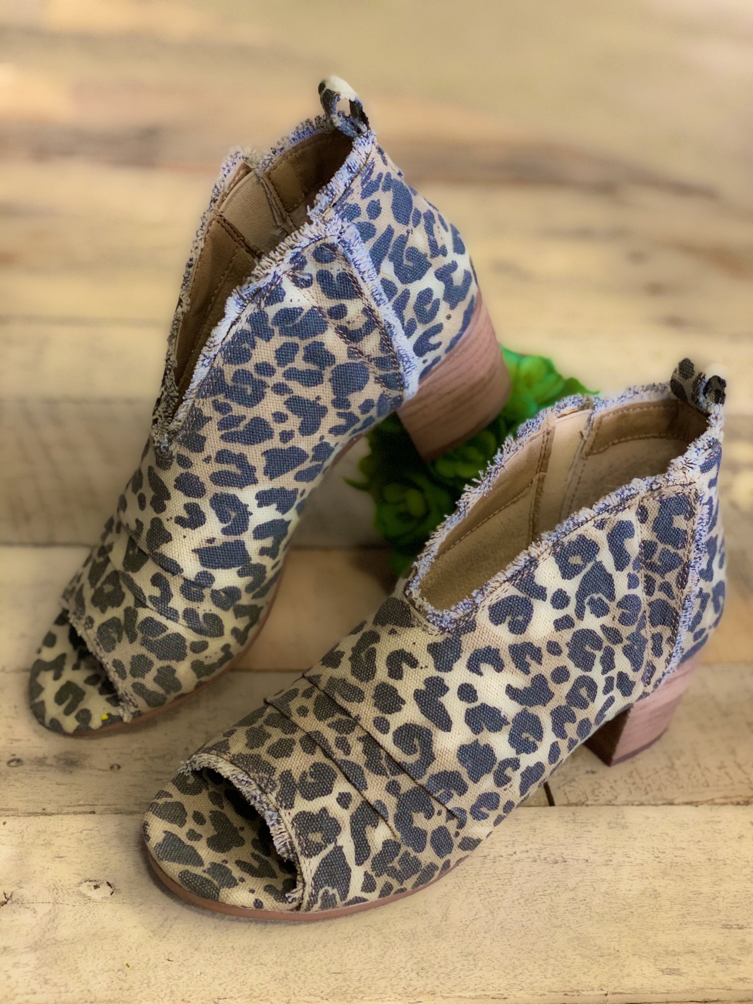 cheetah open toe booties