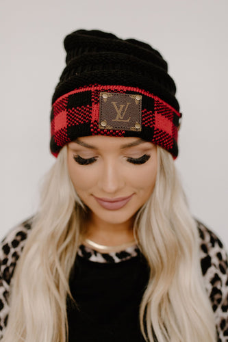 Patches of Upcycling Hot Girl, Pink Leopard Hat with LV Patch