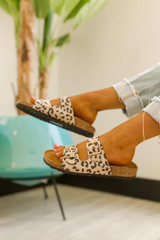 leopard buckle sandals