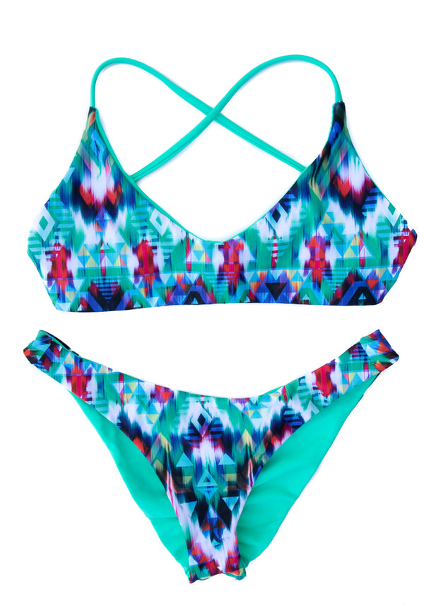 Chevron Kai Cross Back Bikini Top - Goddess Swimwear