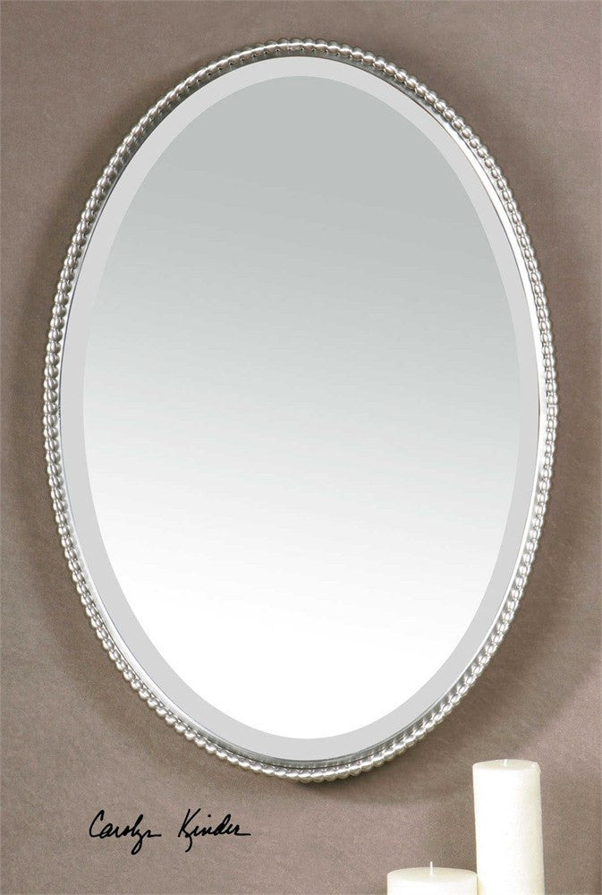 Brushed Nickel Oval Metal Mirror 22 X32 Classy Mirrors