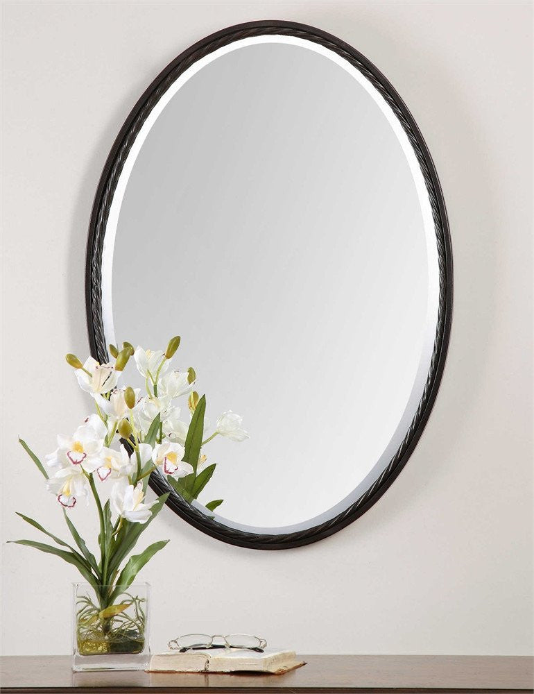 oval bathroom mirrors wood frame