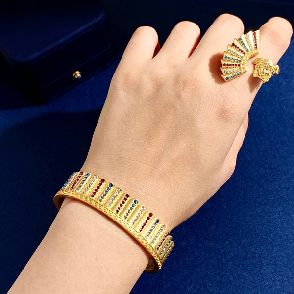 Versace Gold Bracelet with color stones