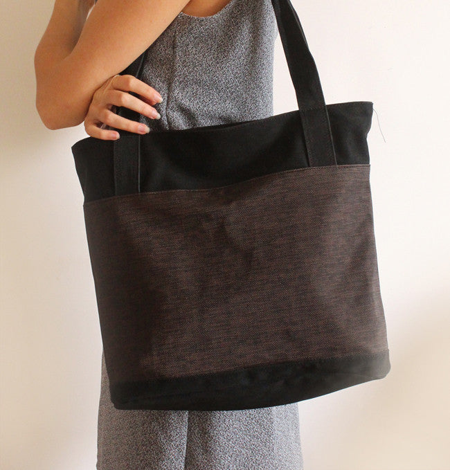 Black and brown tote bag with zipper – Petrushka studio