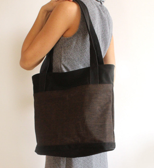 Black and brown tote bag with zipper – Petrushka studio