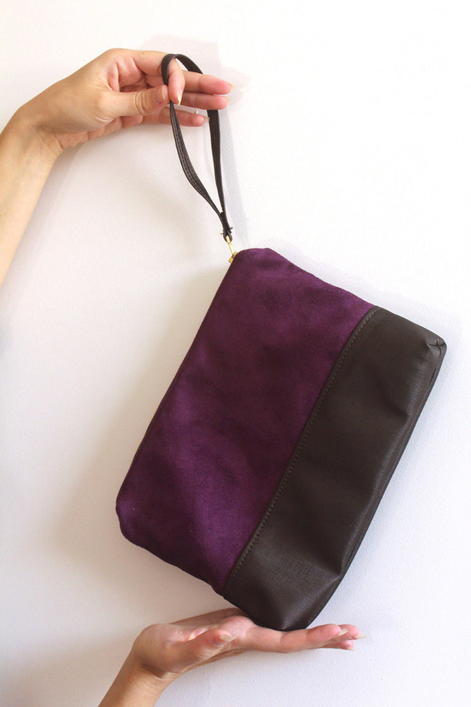 purple evening clutch