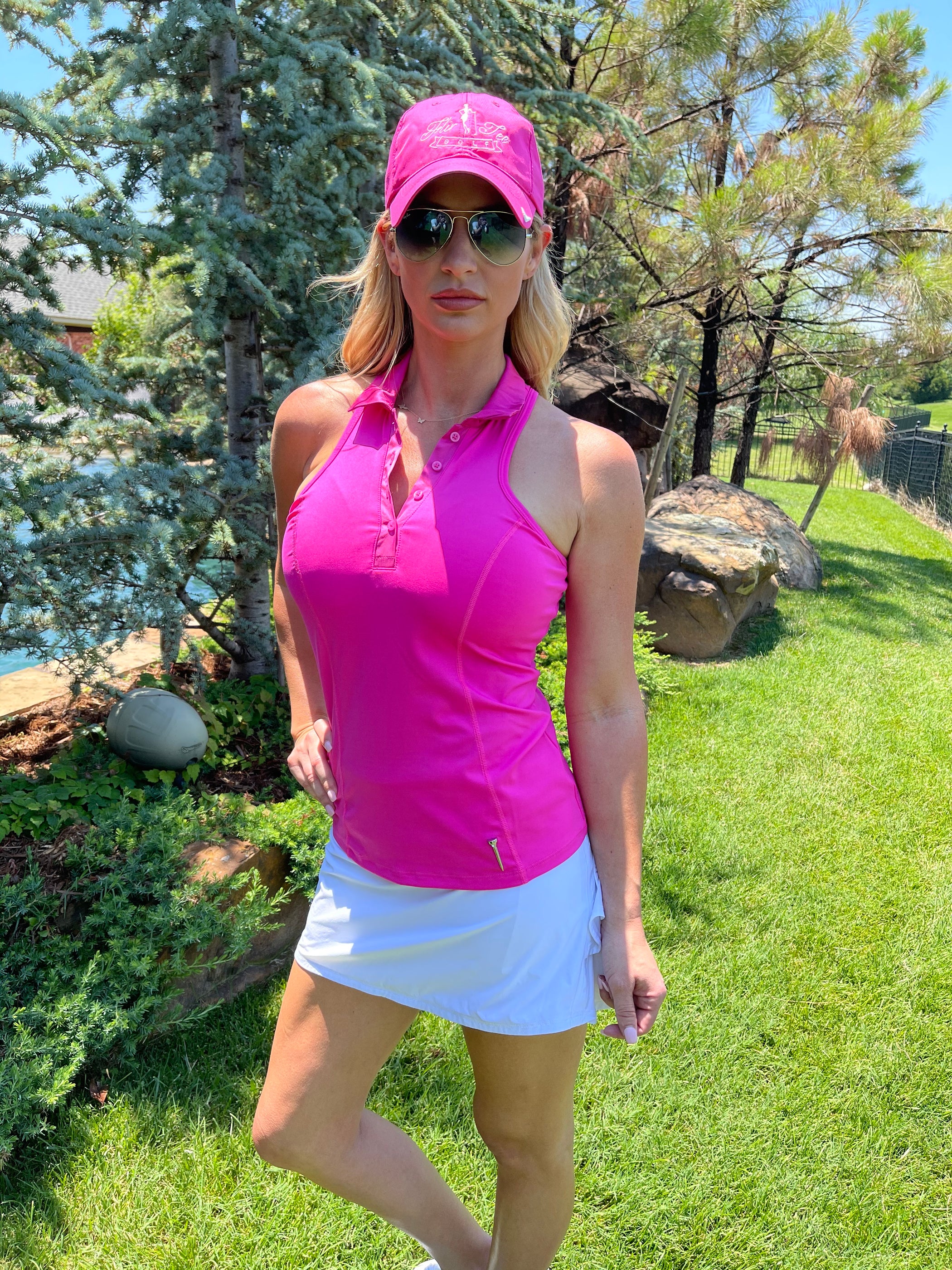 New! Racerback Golf Polo - FlirTee Pink — FlirTee Golf