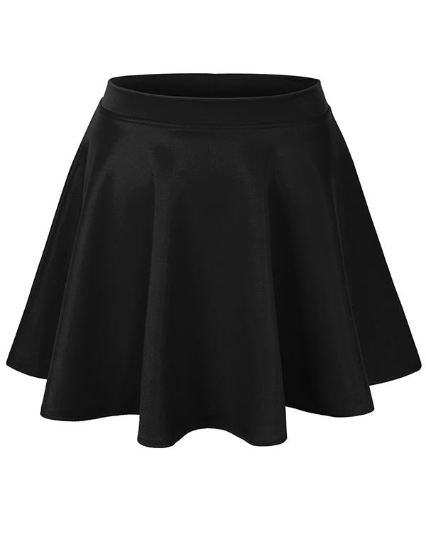 Basic Solid Versatile Stretchy Flared Casual Mini Skater Skirt - KOGMO