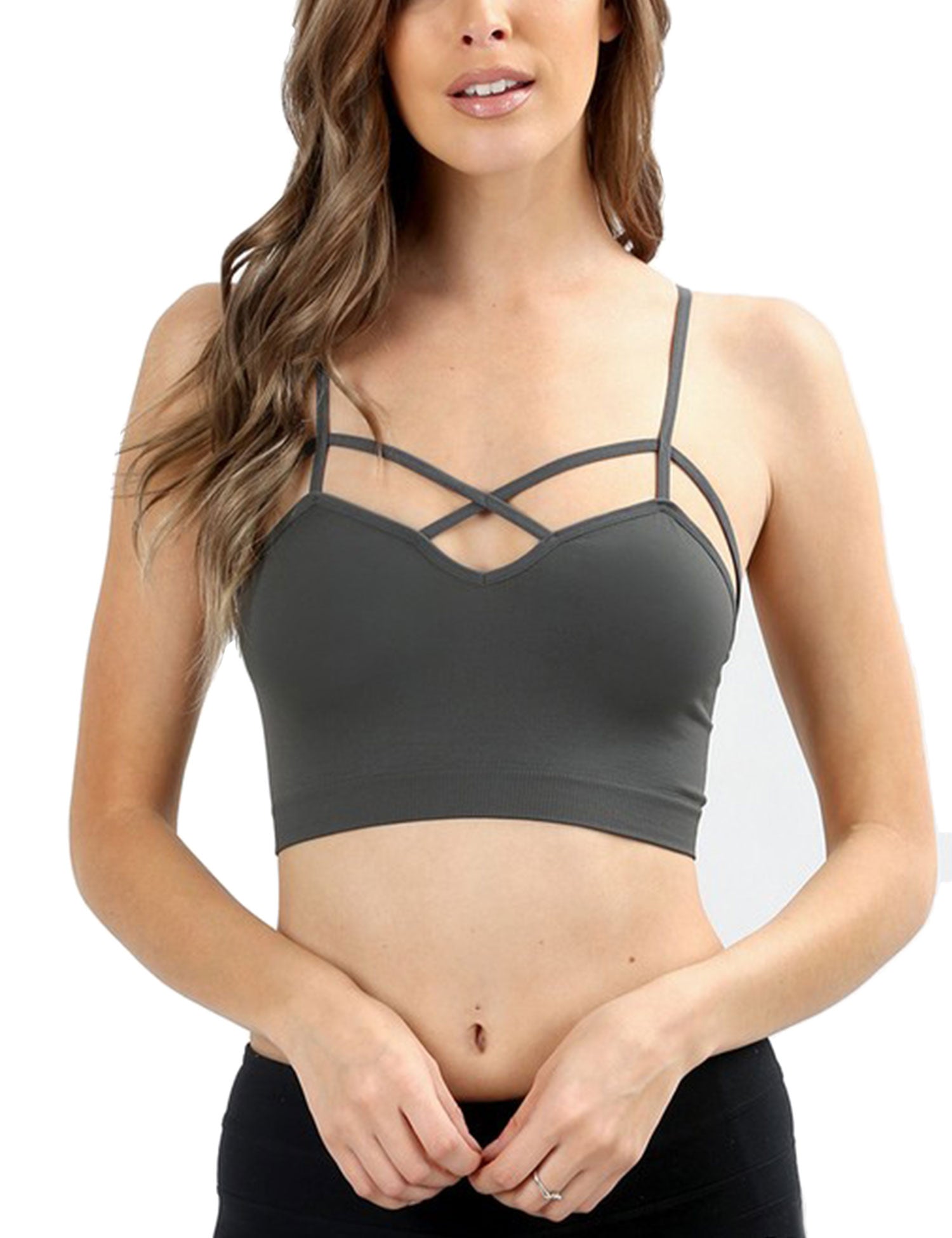 Women S Seamless Front Criss Cross Strap Sports Bralette Kogmo