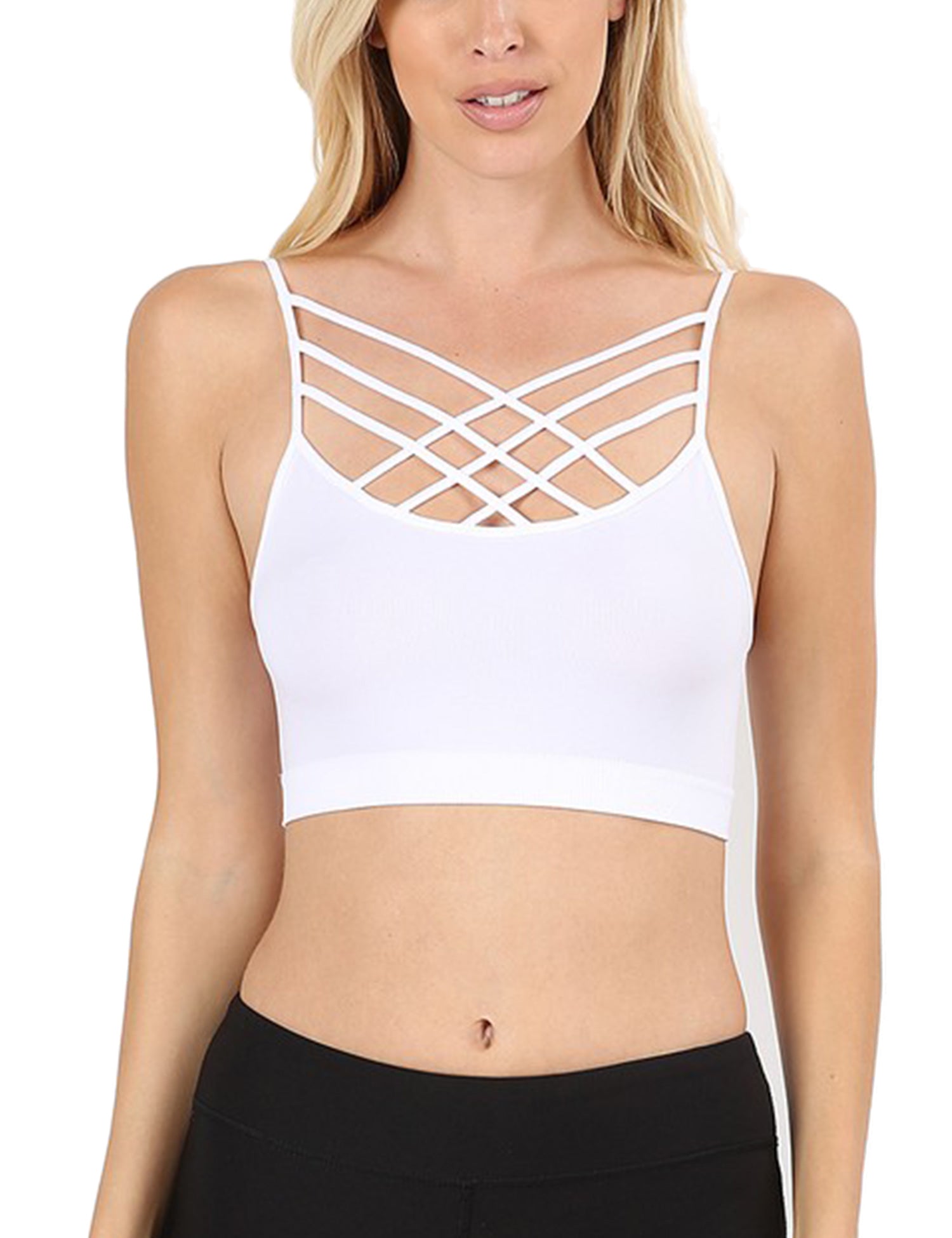 Womens Lightweight Seamless Triple Criss Cross Front Bralette No Pad Kogmo 