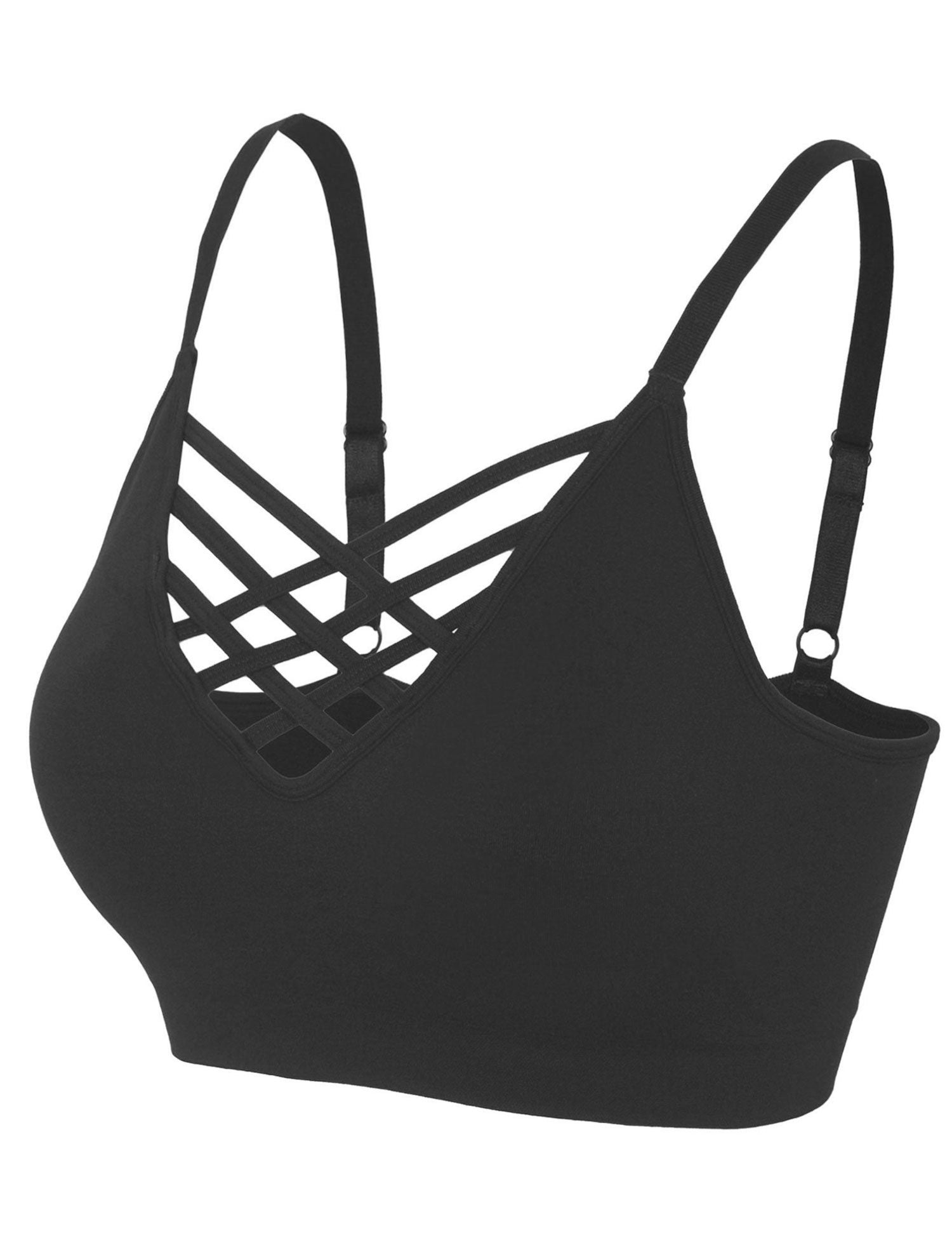 Women's Front V-Lattice Bralette with Adjustable Straps and Removable ...