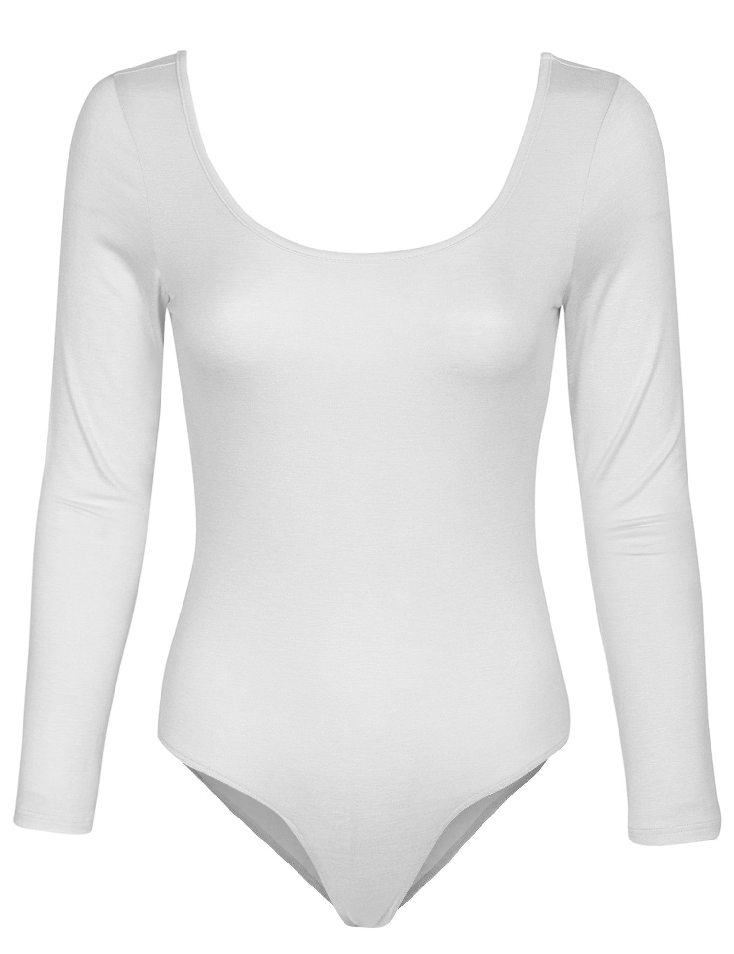Long Sleeve Scoop Neck Bodysuit with Snap Button Closure - KOGMO