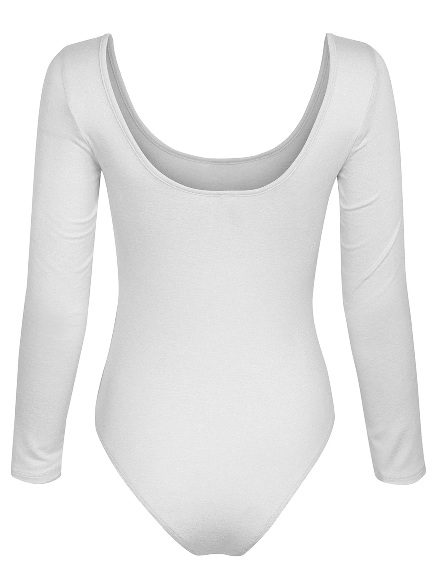 Long Sleeve Scoop Neck Bodysuit with Snap Button Closure - KOGMO