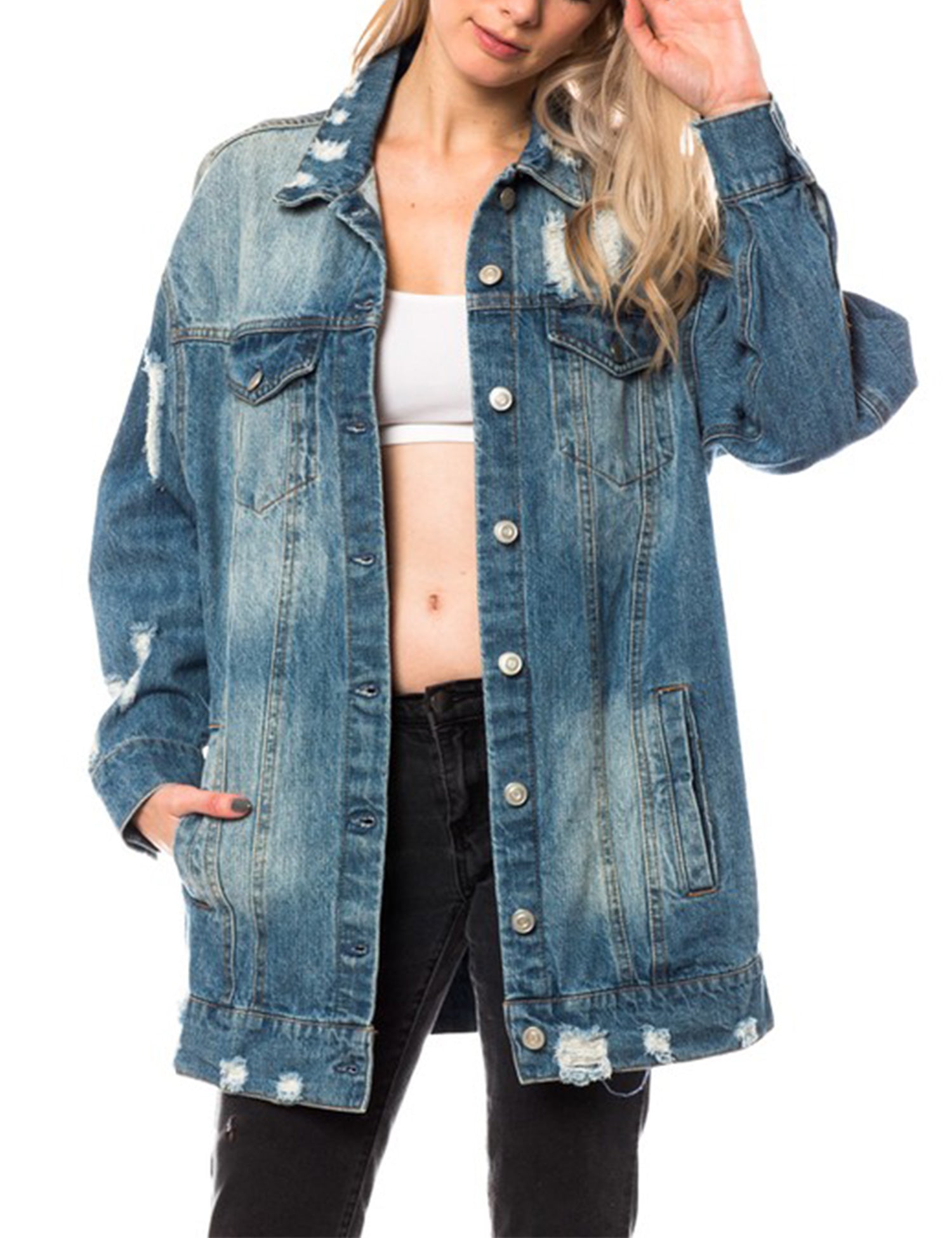 distressed boyfriend jean jacket