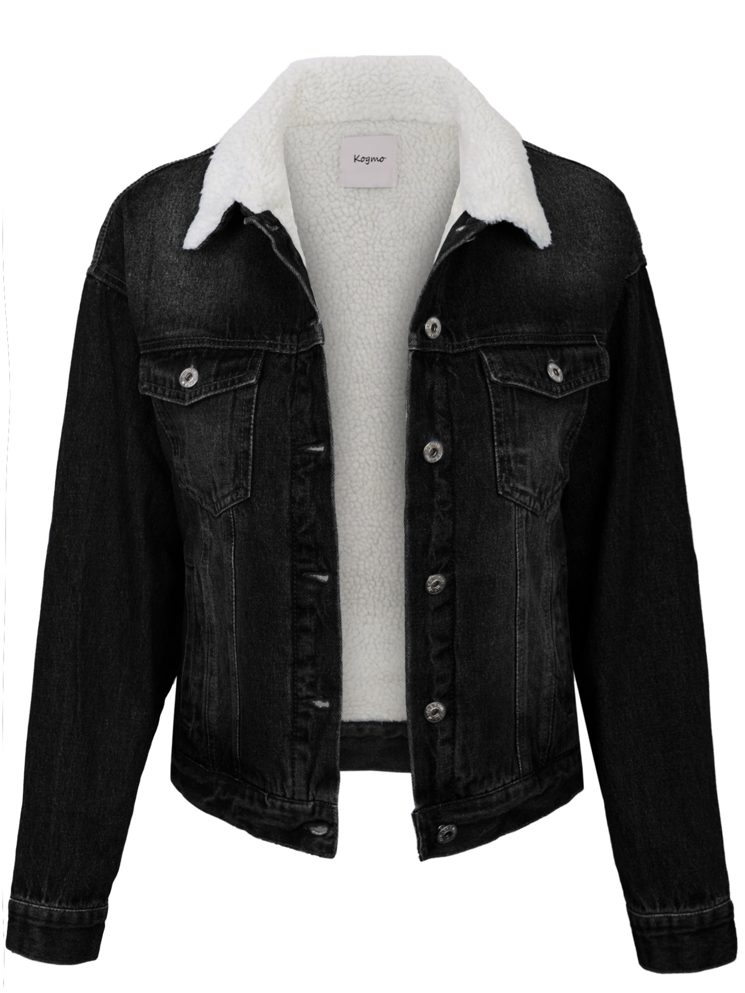 black denim jacket with sherpa lining