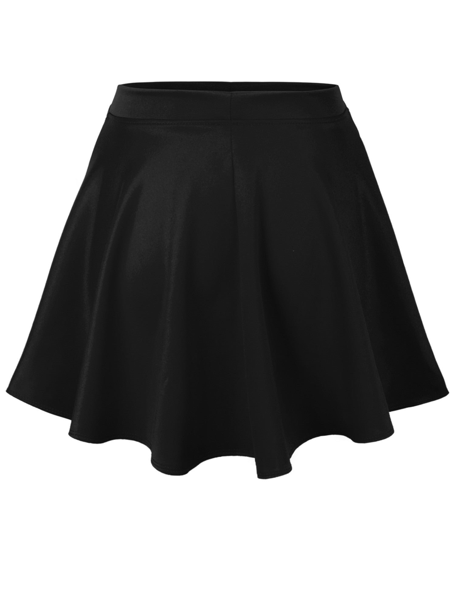 Basic Solid Versatile Stretchy Flared Casual Mini Skater Skirt - KOGMO