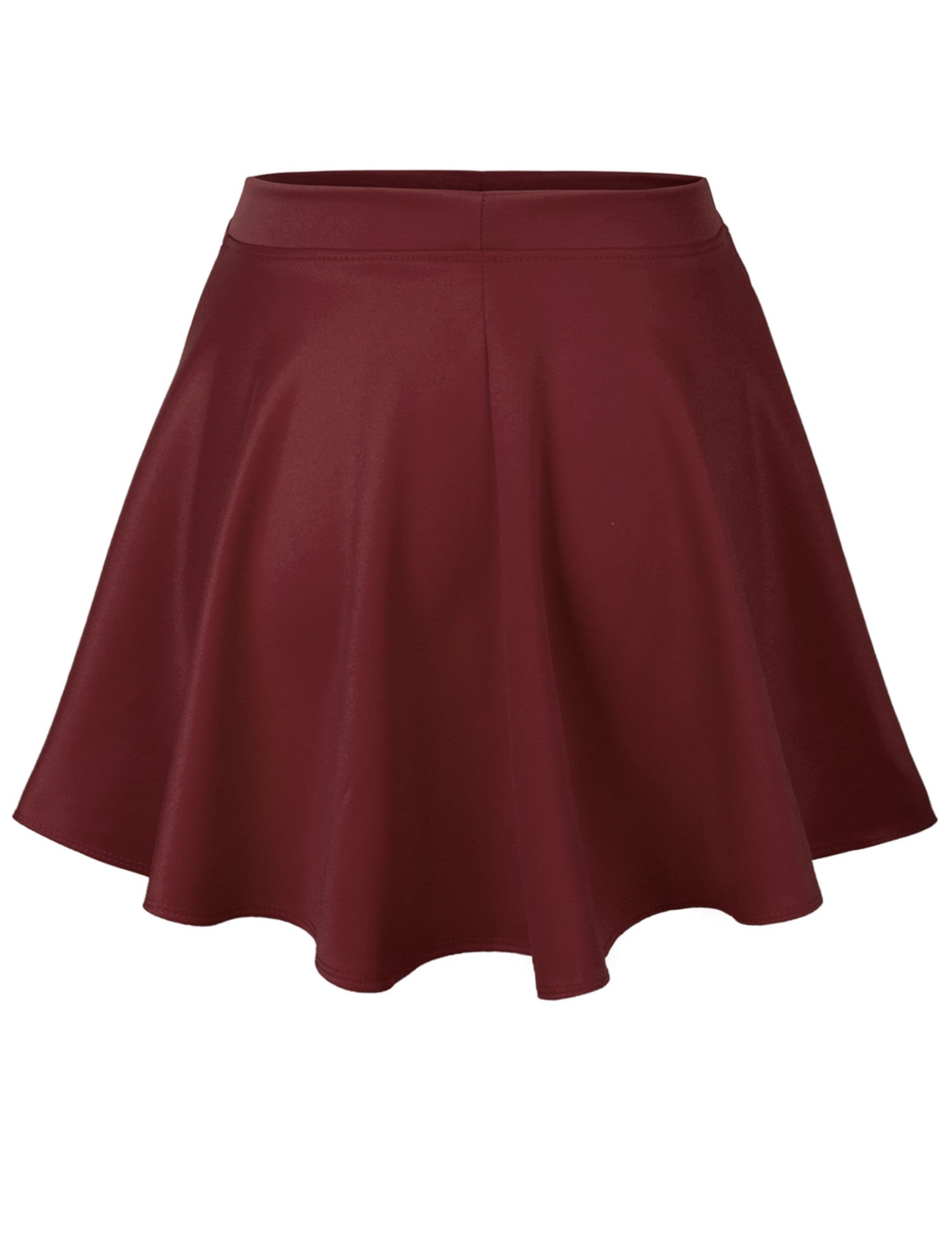 Basic Solid Versatile Stretchy Flared Casual Mini Skater Skirt - KOGMO