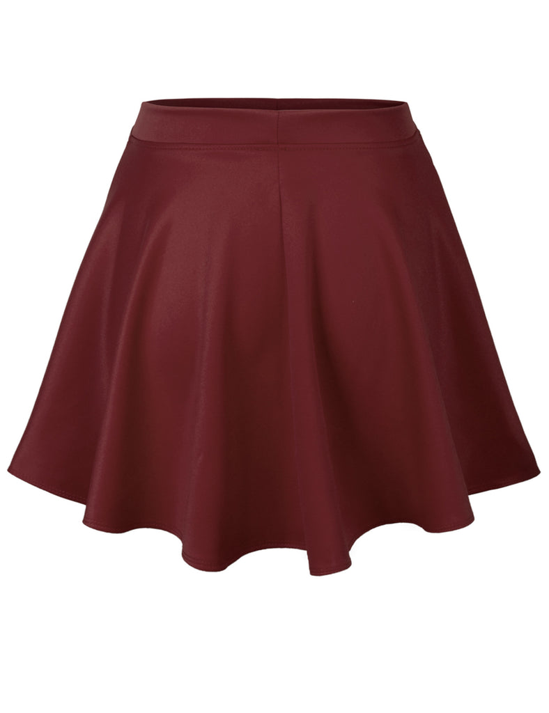 Basic Solid Versatile Stretchy Flared Casual Mini Skater Skirt - KOGMO