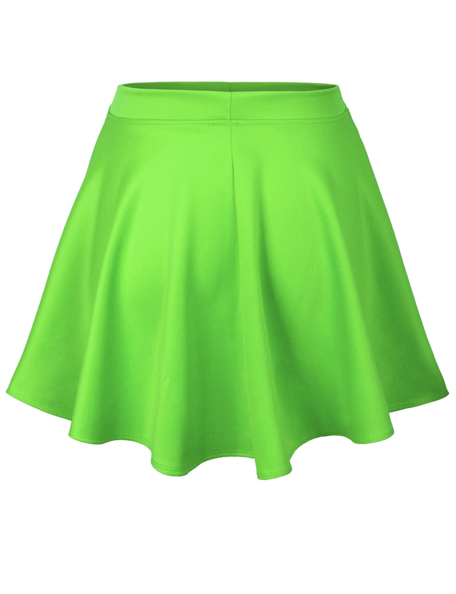 Basic Solid Versatile Stretchy Flared Casual Mini Skater Skirt - KOGMO